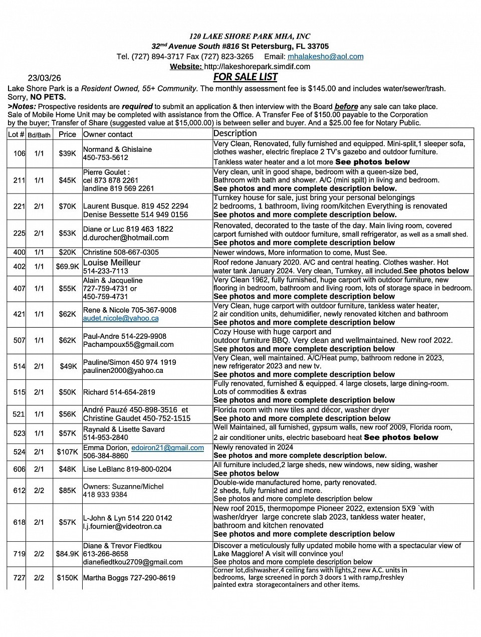 unités à vendre ods